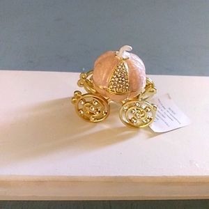 COPY - Bejeweled Cinderella Pumpkin Carriage Mini Hinged Trinket Pill Box 3" Hi…